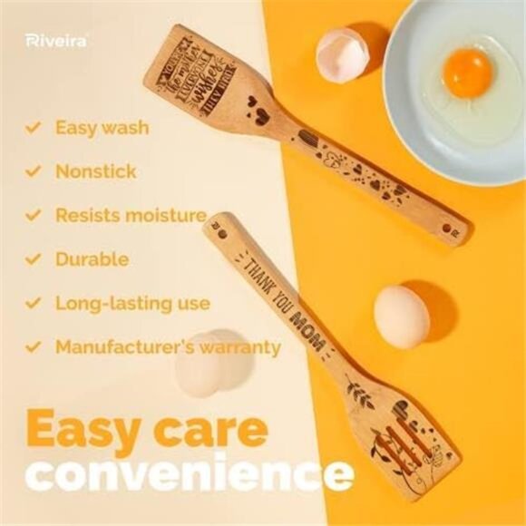 6Pcs Mothers Day Gifts For Moms, Wife Bamboo Wooden Spoon for Cooking - Picture 5 of 6